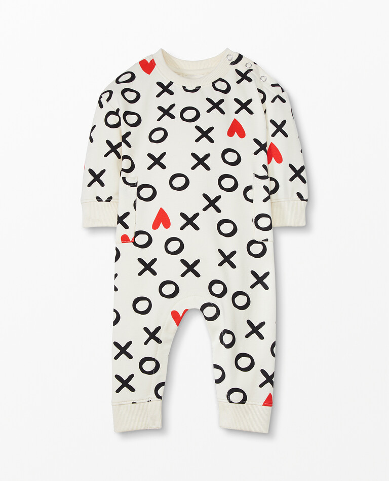 Baby Romper In Organic French Terry in Hugs And Hearts - main