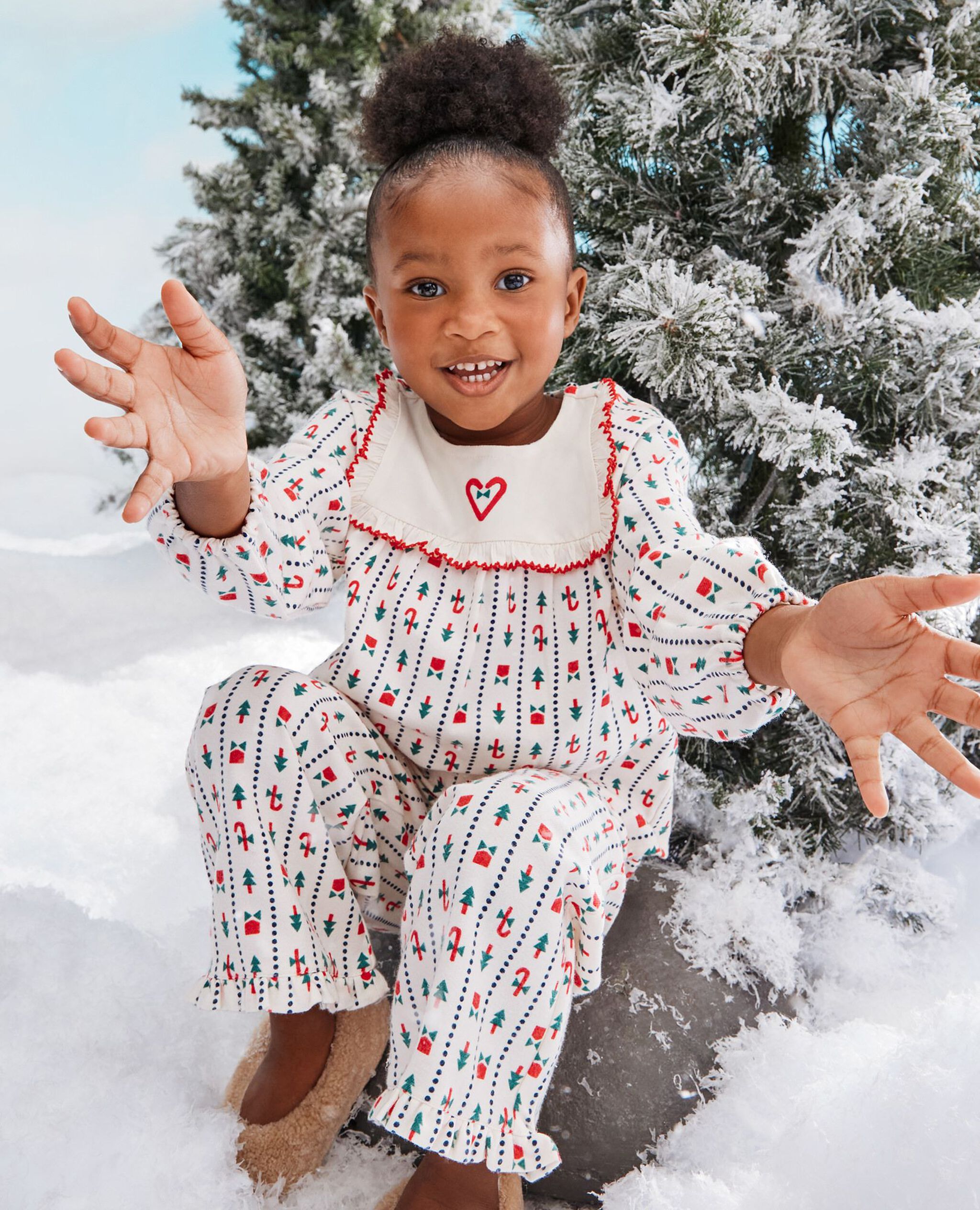 Holiday Flannel Bib Pajama Set in Christmas Stripes - main