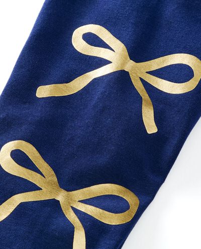 Metallic Bow Leggings in Navy Blue - main