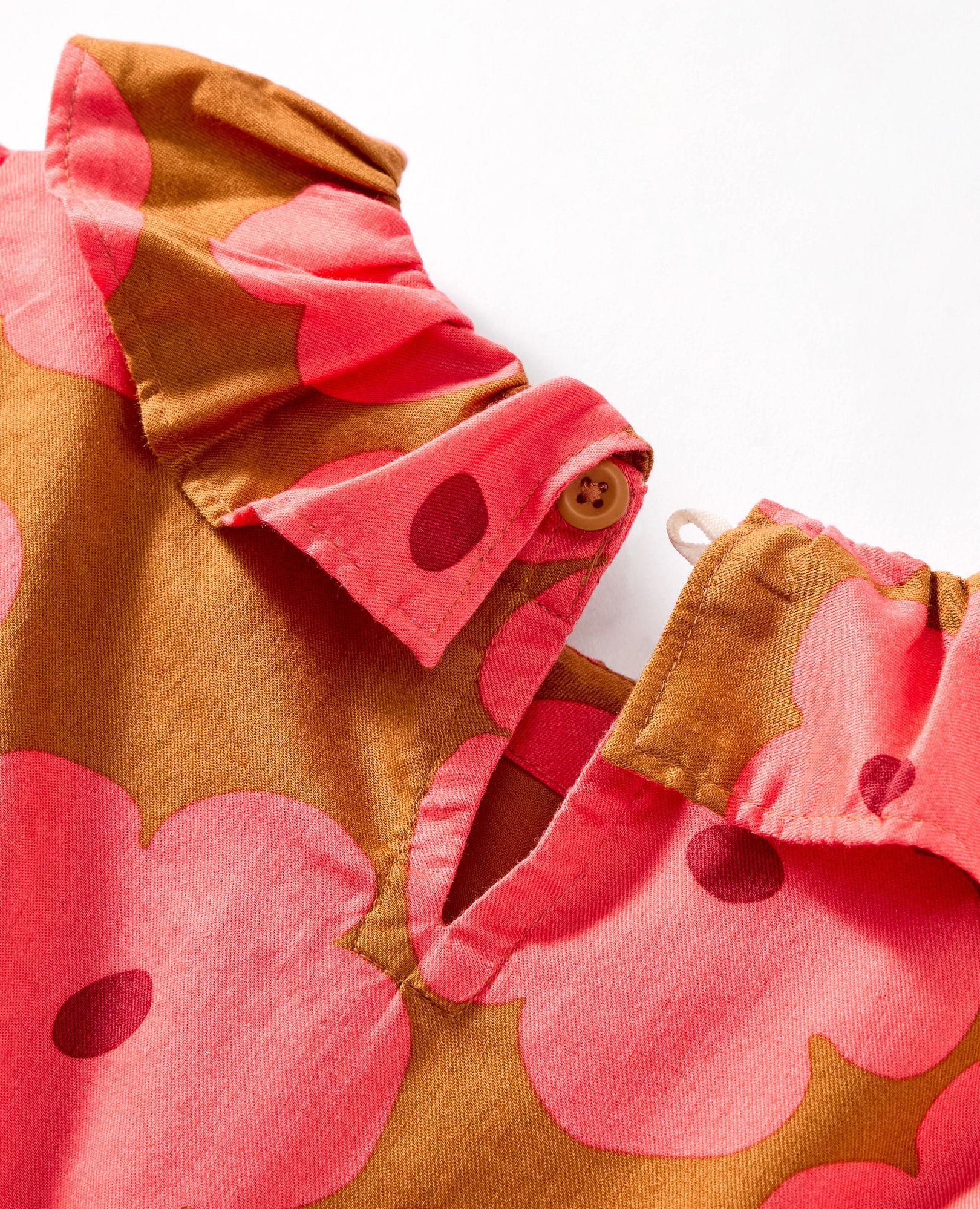 Long Sleeve Twill Collared Dress with Pockets in Floral on Glazed Ginger - main