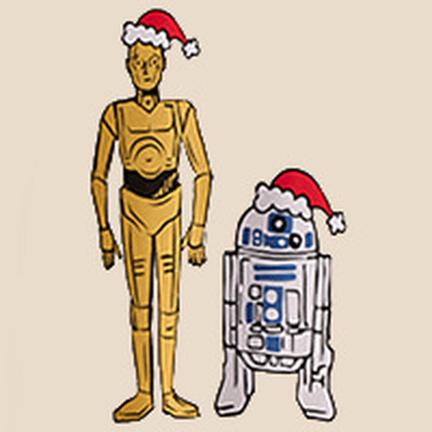 Festive C3PO and R2D2