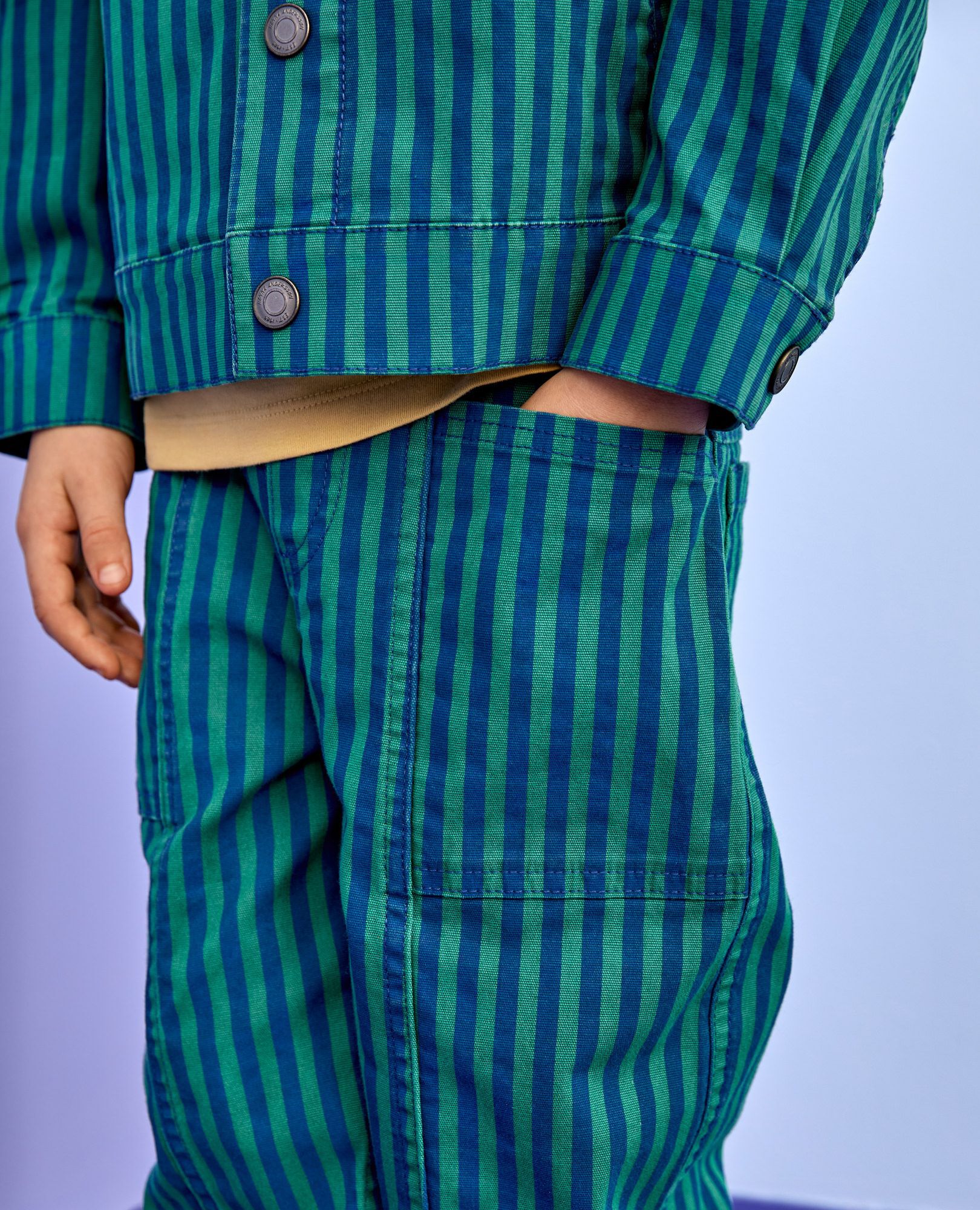 Canvas Barrel Pants in Happy Blue/Bottle Green - main