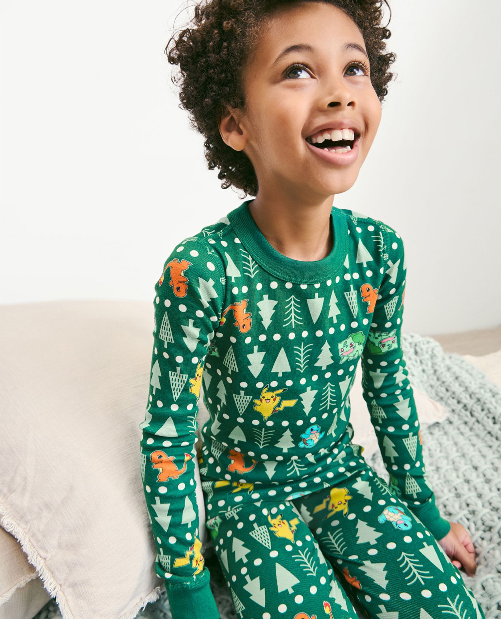 Kids Pokemon Holiday Long John Pajama Set Pokemon Tree in 100 Cotton Big Kids Size 14 16 by Hanna Andersson