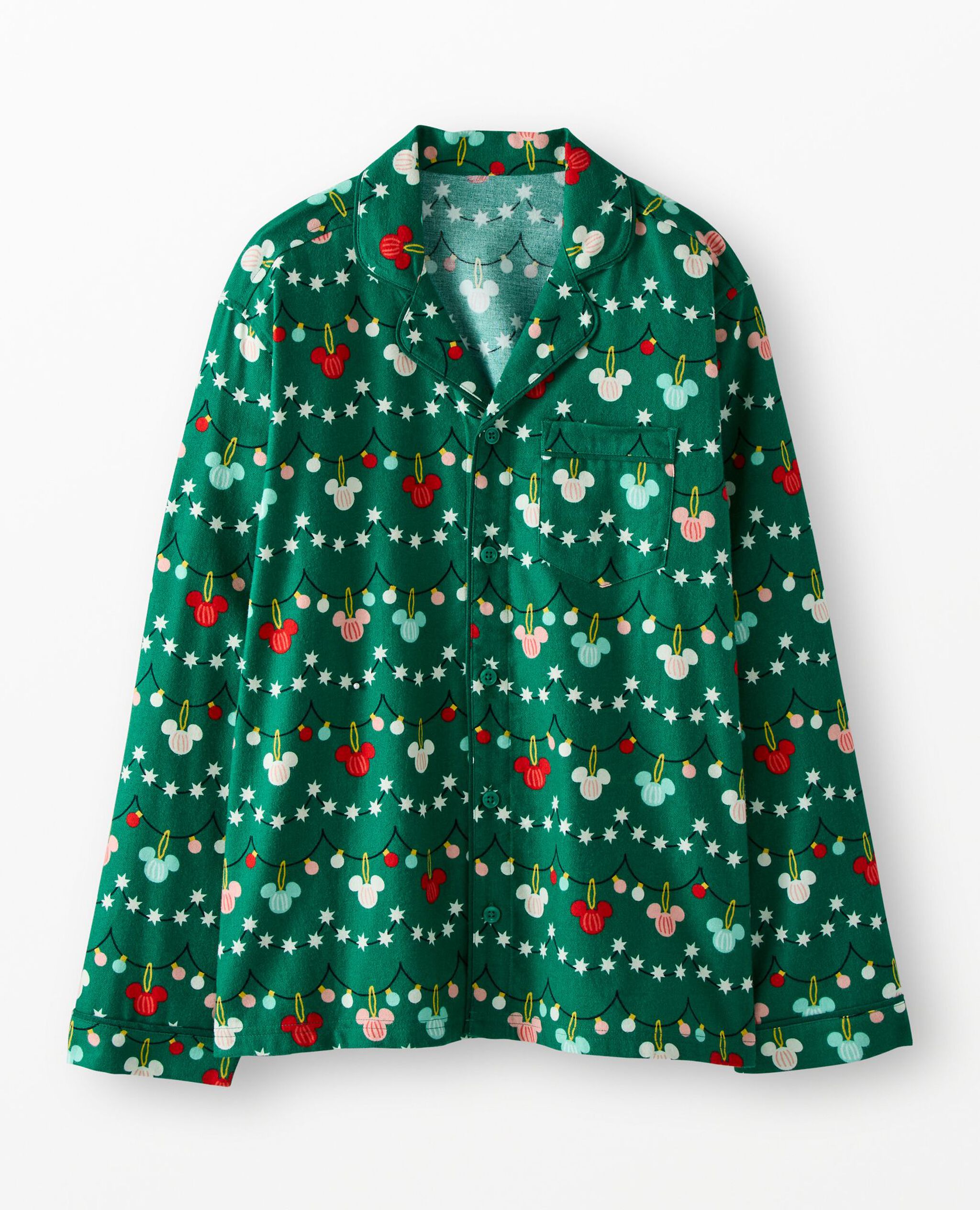 Adult Disney Mickey Mouse Holiday Flannel Pajama Top in Mickey Garland - main