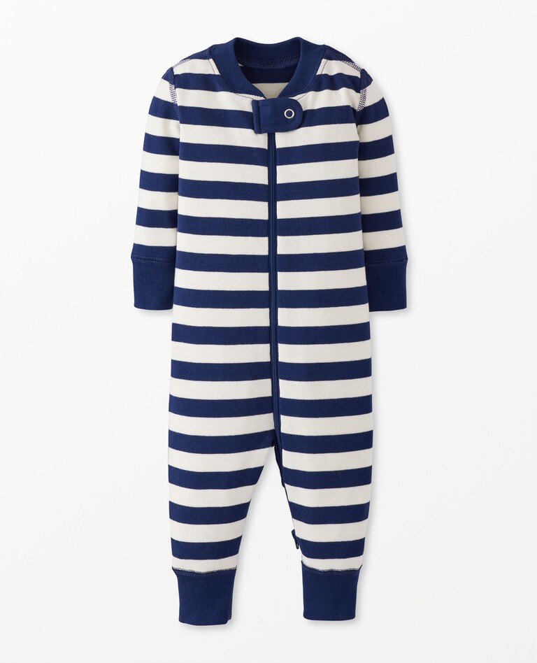 Baby Striped 2-Way Zip Sleeper in Navy Blue - main