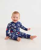 Baby Zip Sleeper in Hugs & Hearts on Navy - main