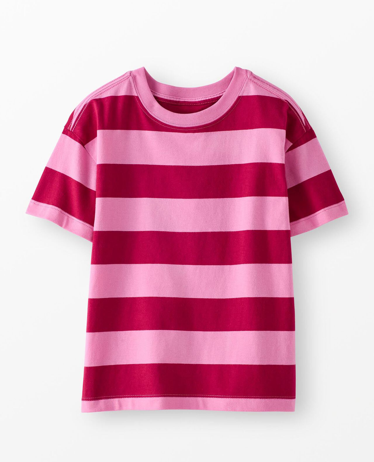 Relaxed Fit Striped T-Shirt in Raspberry/Fuchsia Pink - main