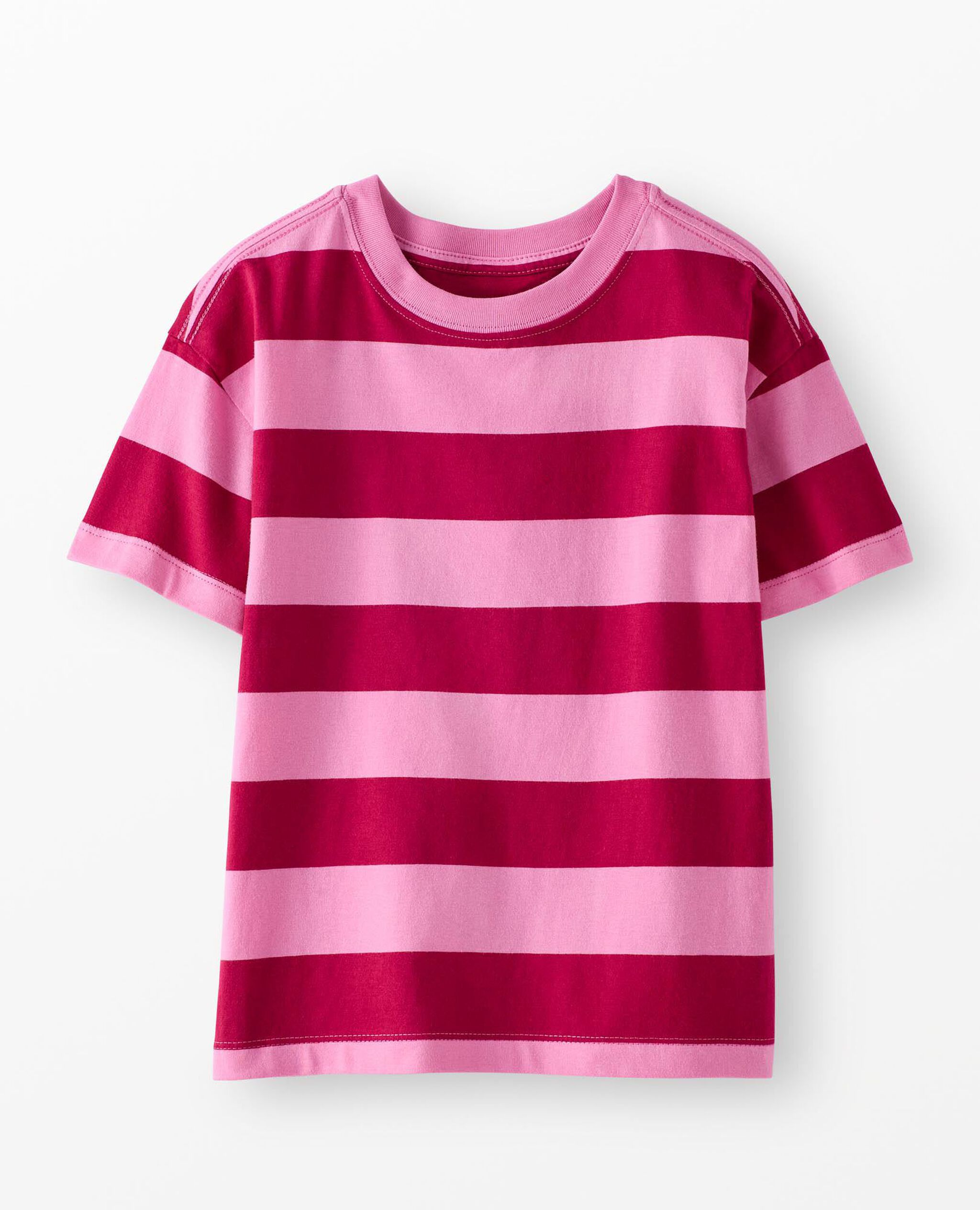 Relaxed Fit Striped T-Shirt in Raspberry/Fuchsia Pink - main
