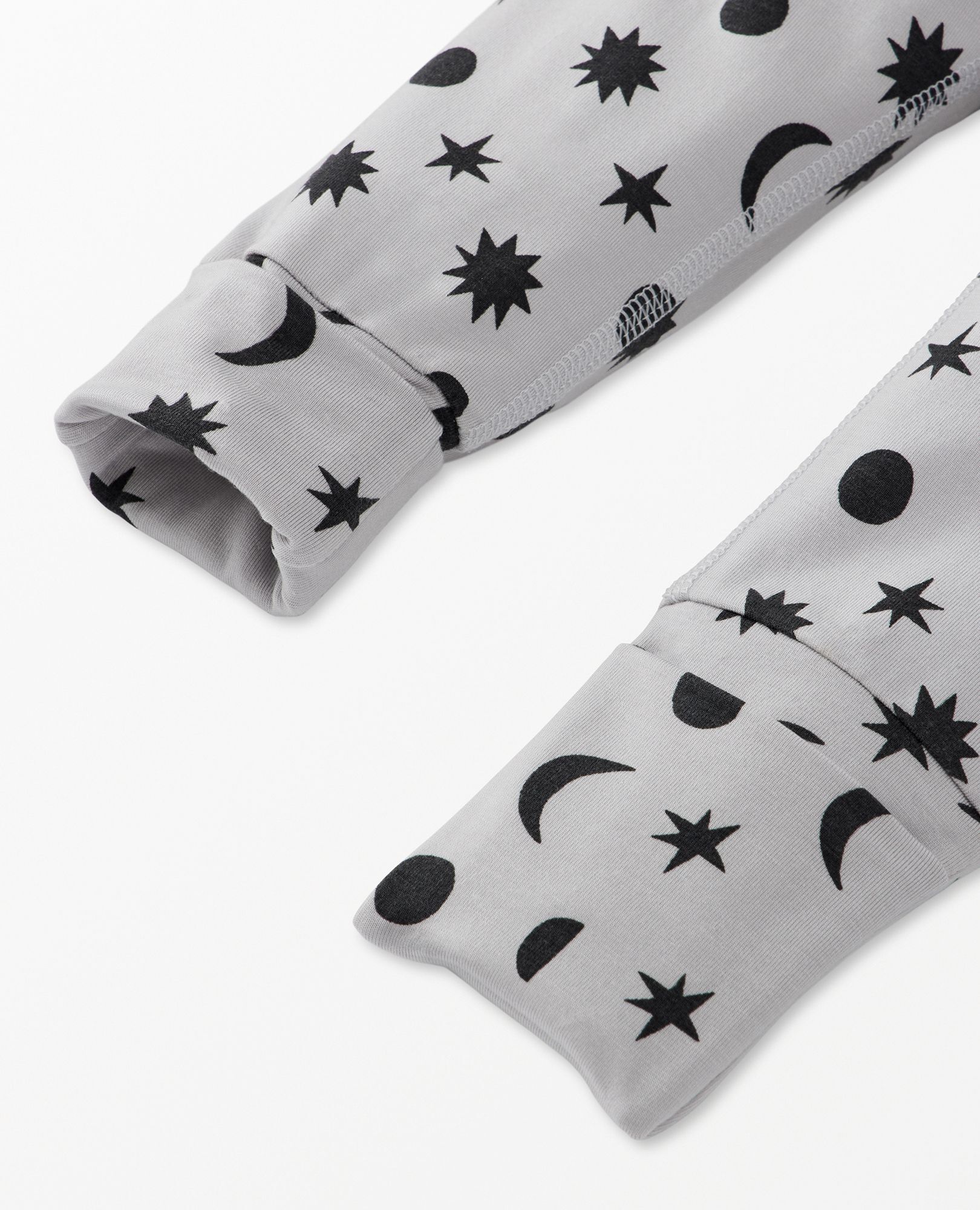 Baby Layette Wiggle Pants in HannaSoft™ in Stars and Moon Tonal on Grey - main