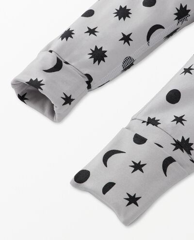 Baby Layette Wiggle Pants in HannaSoft™ in Stars and Moon Tonal on Grey - main