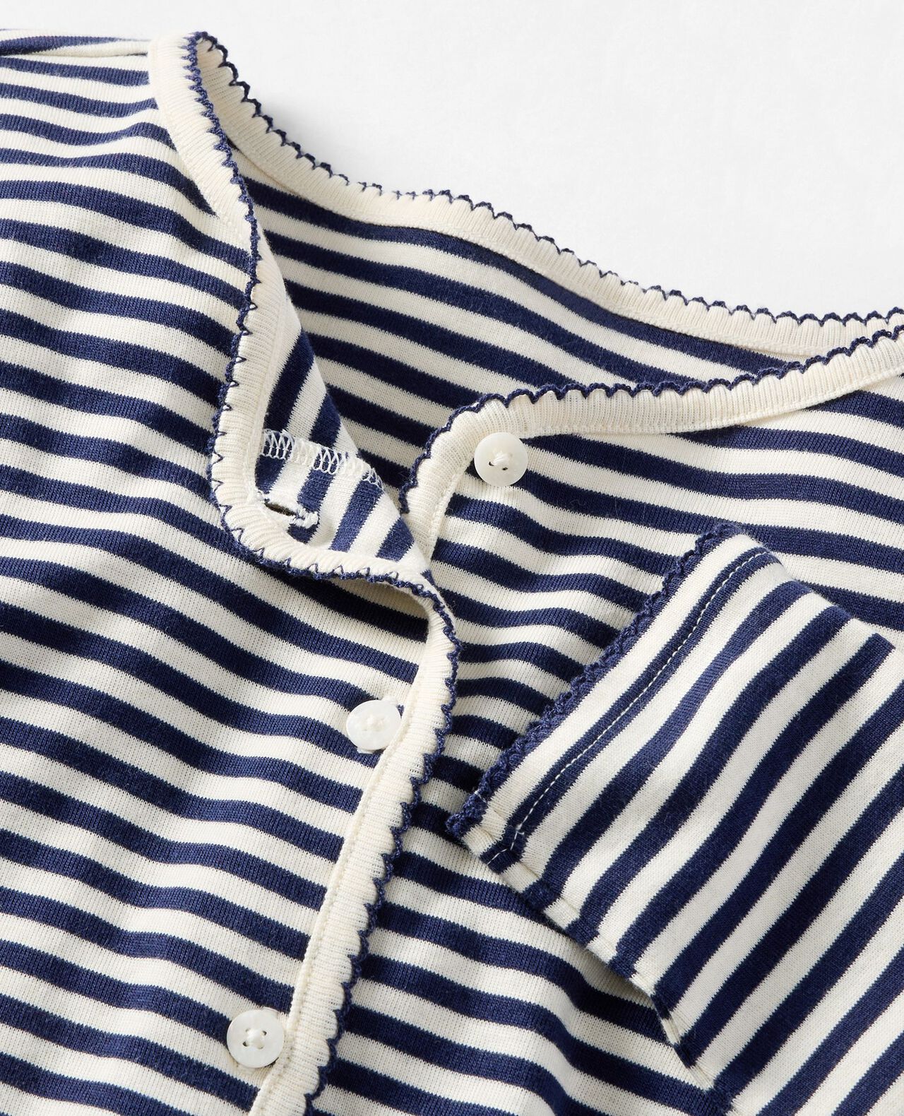 Women's Cardigan Pajama Set in Navy/Ecru - main