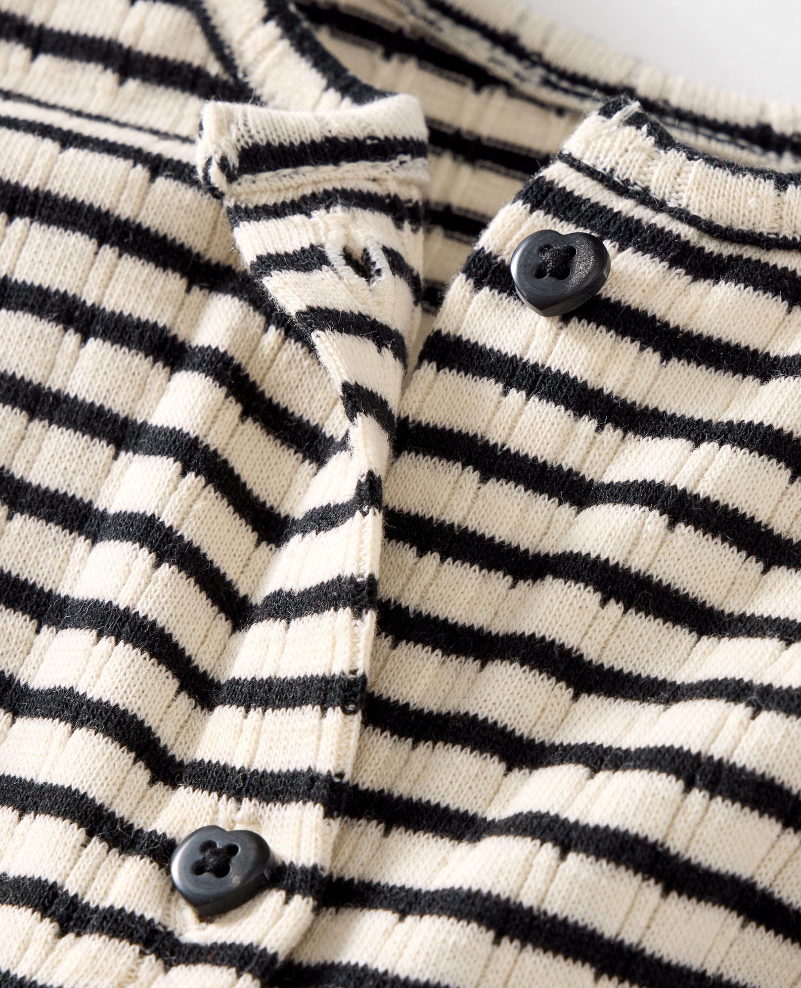 Long Sleeve Pointelle Henley Dress in Ecru/Black - main