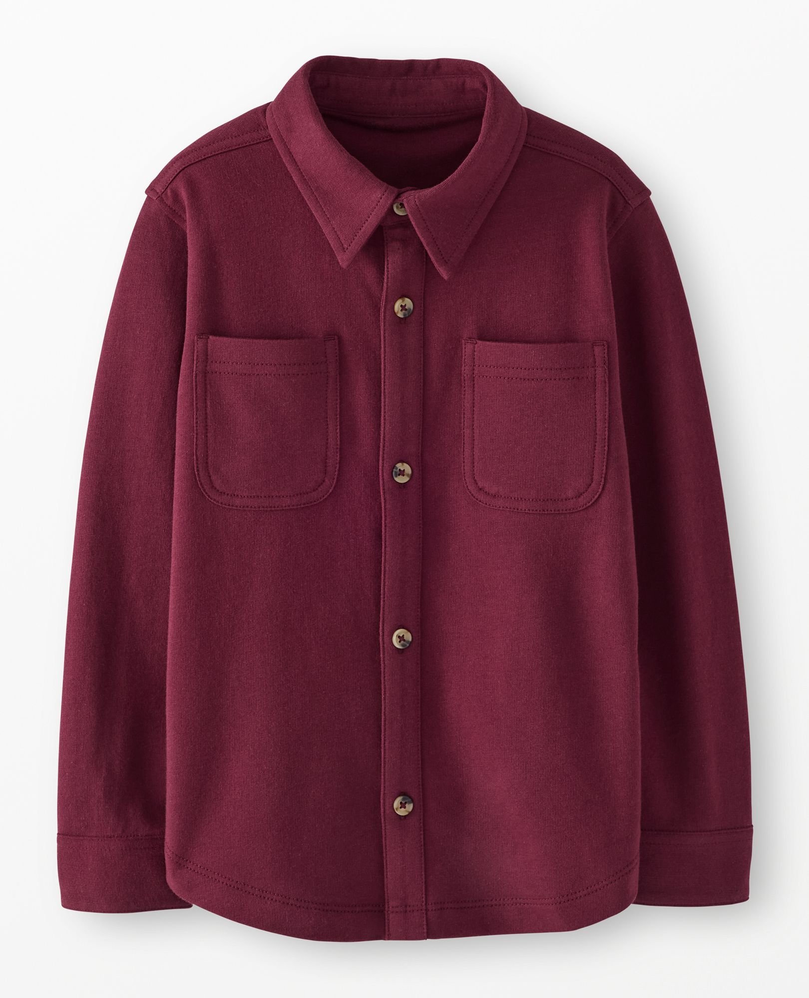French Terry Button Up Shirt in Cherry Lacquer - main