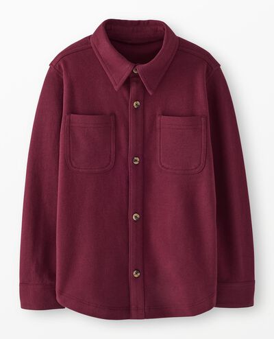 French Terry Button Up Shirt in Cherry Lacquer - main