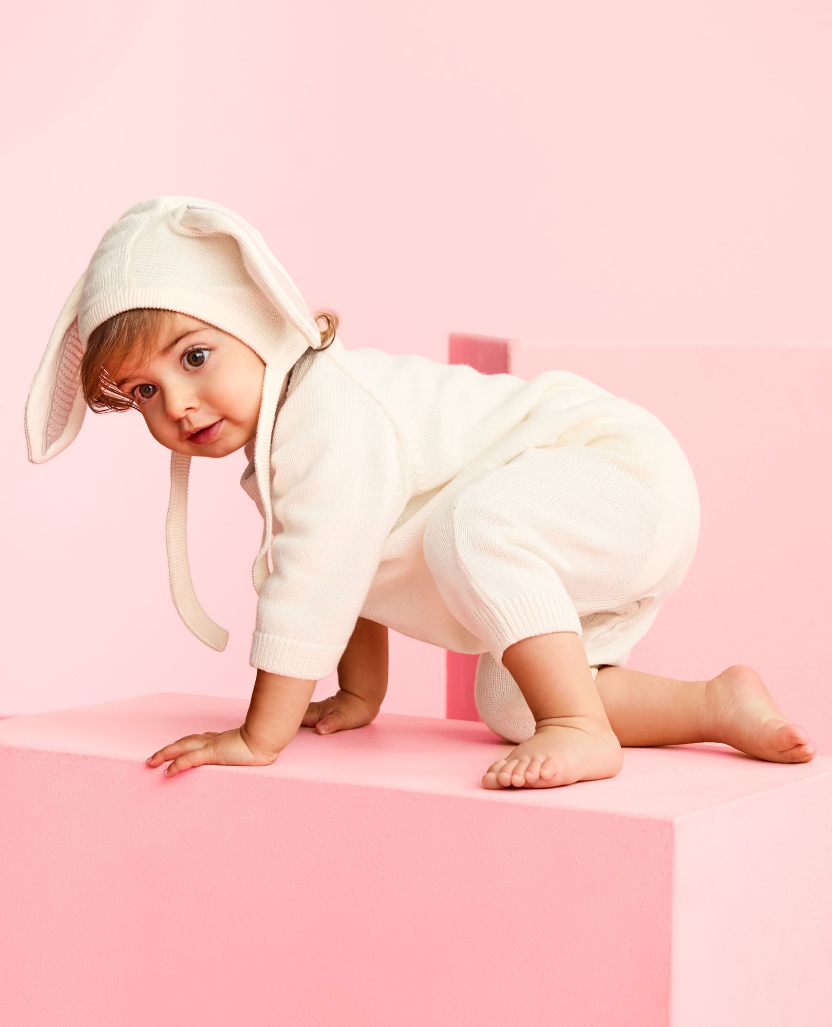 Baby Easter Sweater Romper & Hat Set in Ecru - main