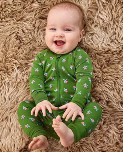 HannaSoft™ Stretch Sleeper in Tossed Tulips on Cactus - main