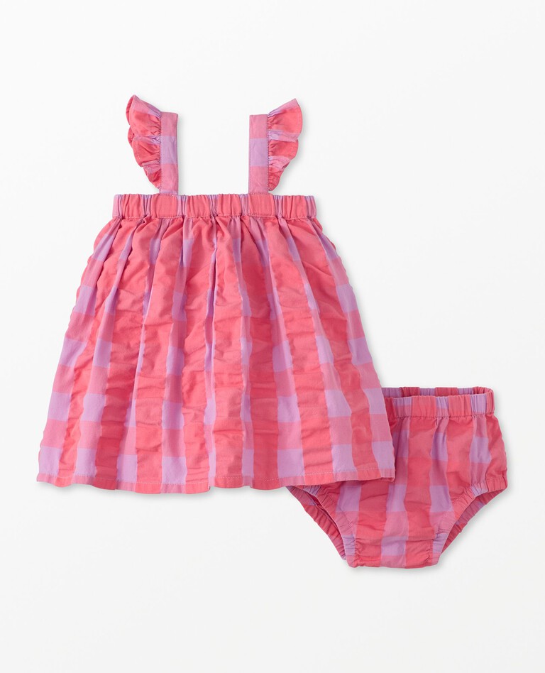 Baby Gingham Dress & Bloomer Set in Watermelon Pink Gingham - main