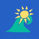 Relaxed Fit T-Shirt in Sun + Waves on Happy Blue - swatch