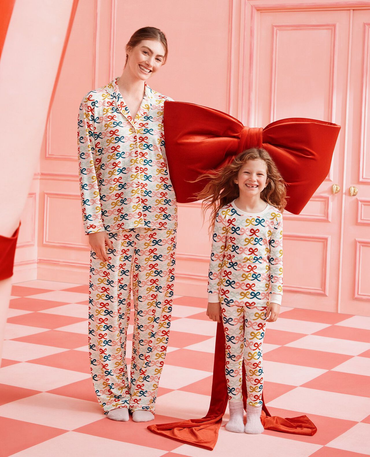 Holiday HannaSoft™ Stretch Pajama Set in Multi Bows - main