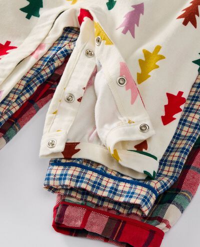 Baby Holiday Flannel Sleeper in Festive Forest on Ecru - main