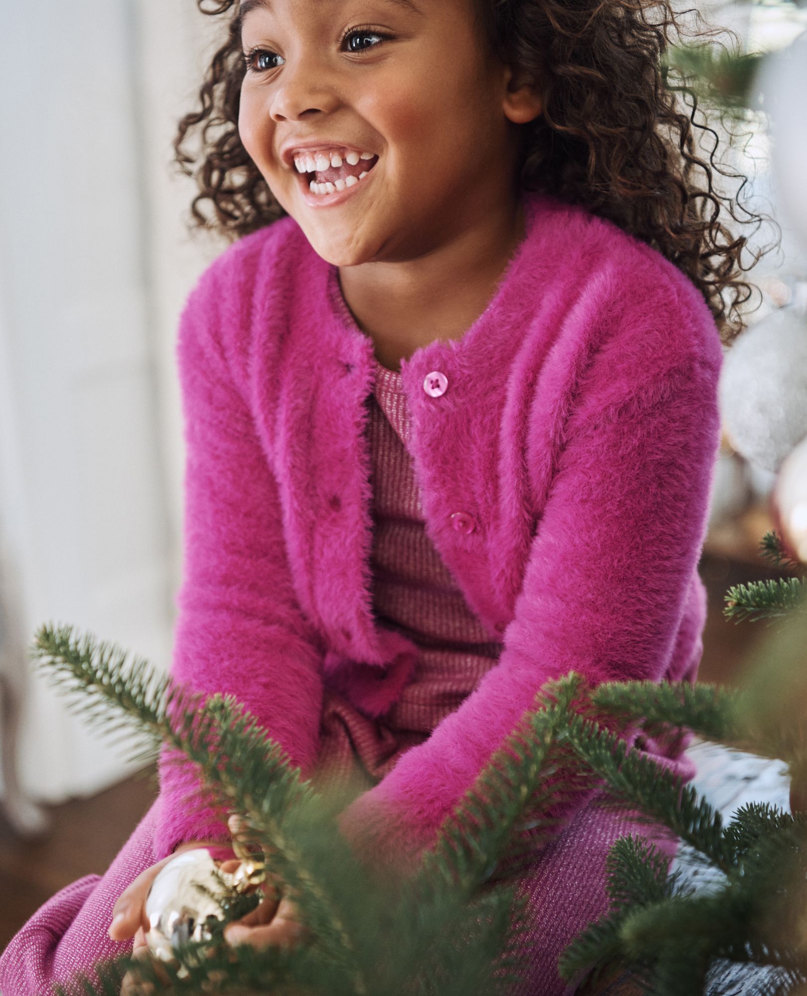 Cropped Feather Cardigan in Pink Flambe - main