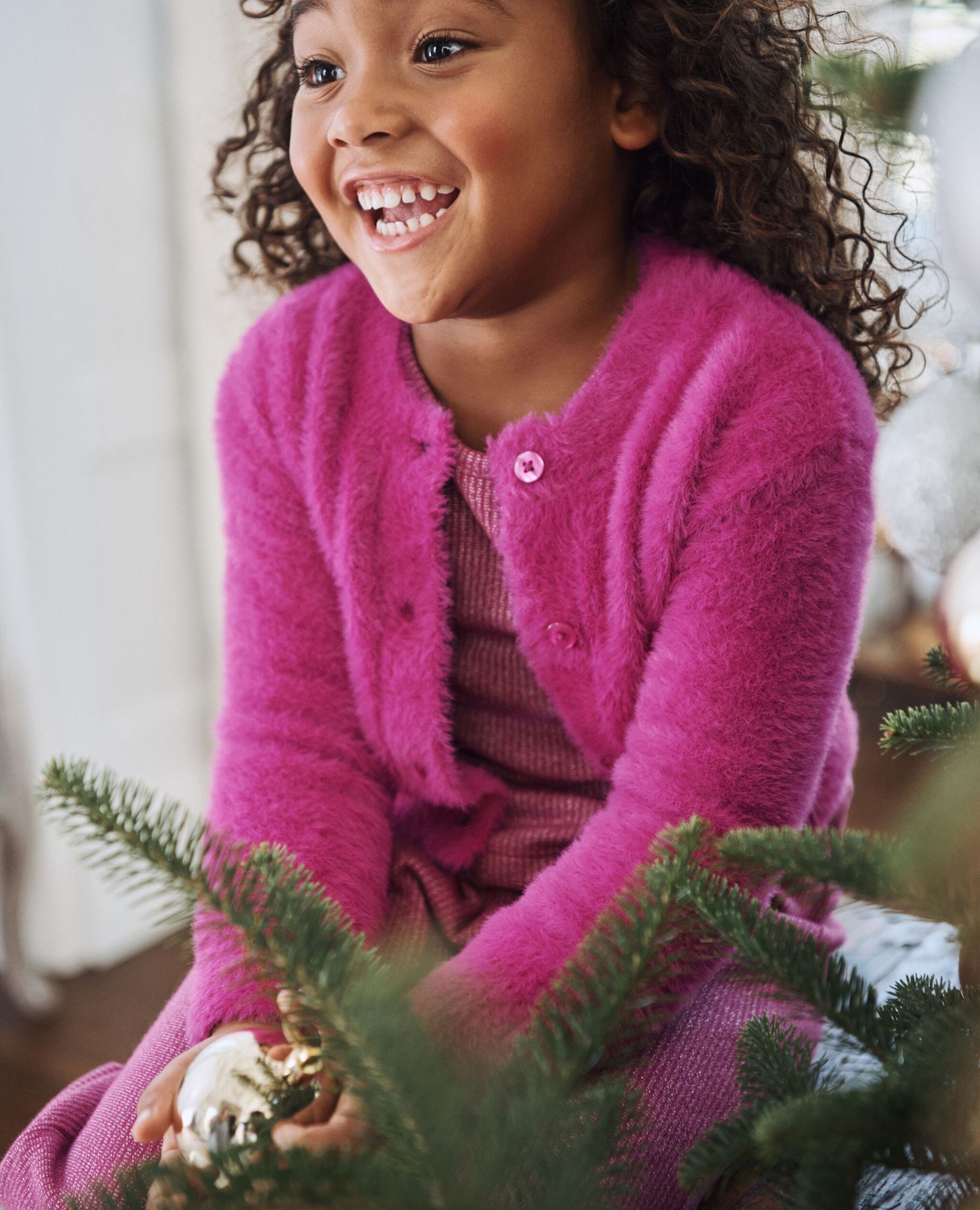 Cropped Feather Cardigan in Pink Flambe - main
