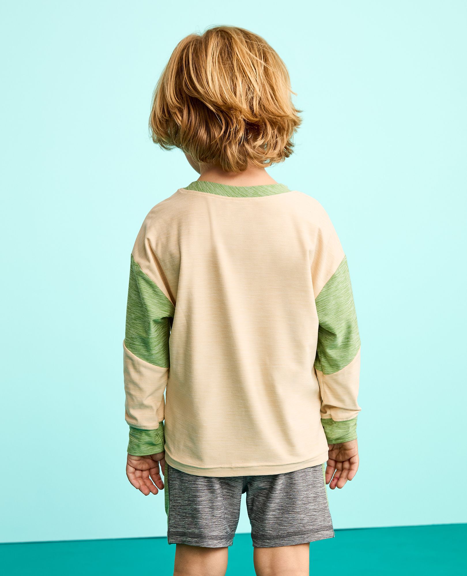 Long Sleeve Oversized Active UV T-Shirt in Khaki Rope/StoneGreen - main