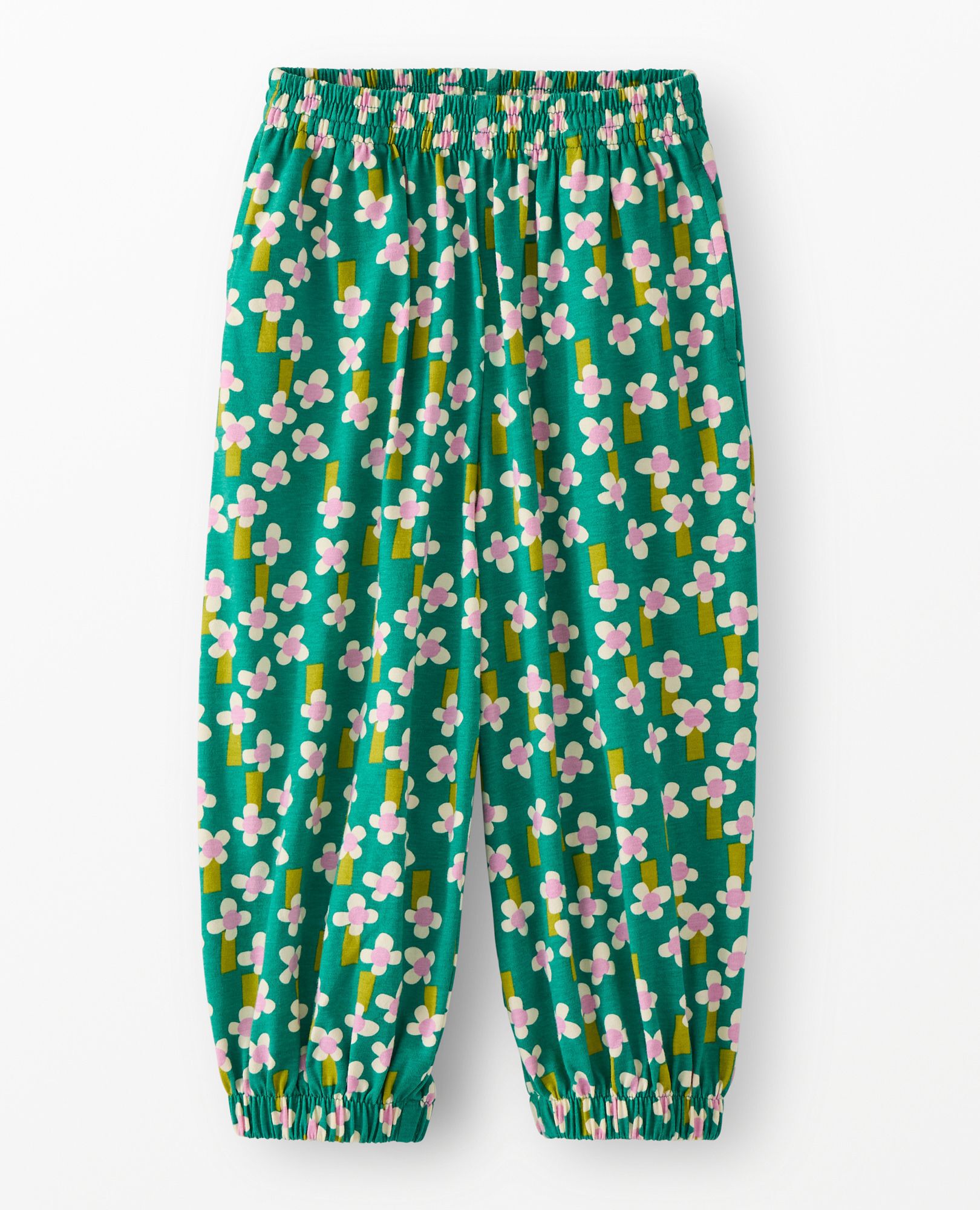 Balloon Pants in A Field of Flowers on Green - main