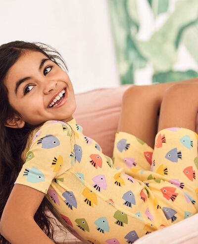 HannaJams™ Pajama Set in Rainbow Fish on Limoncello - main