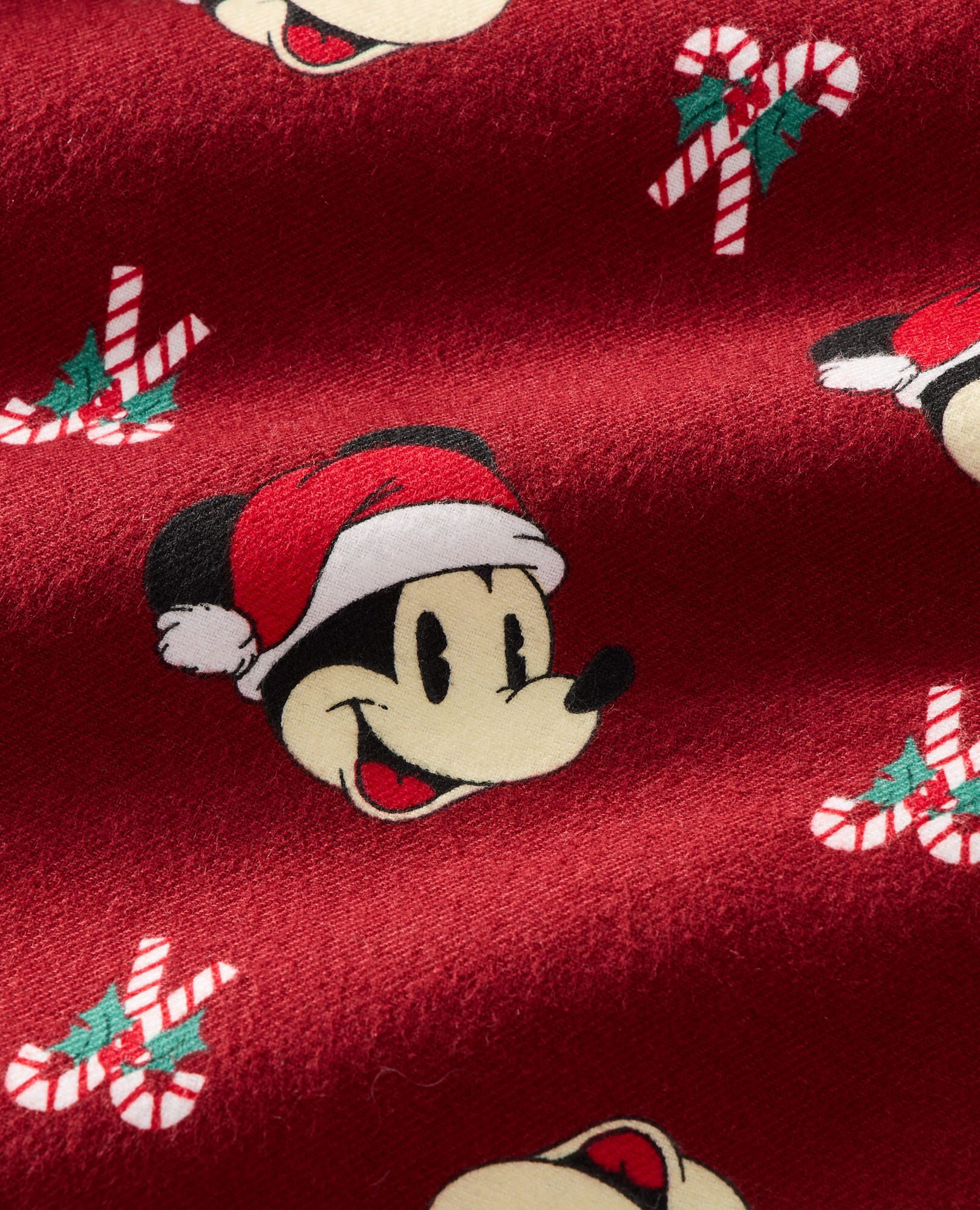 Adult Disney Mickey Mouse Holiday Flannel Pajama Top in Mickey Candy Cane - main