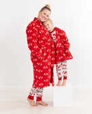 Adult Recycled Microfleece Robe in Little Deer on Hanna Red - main