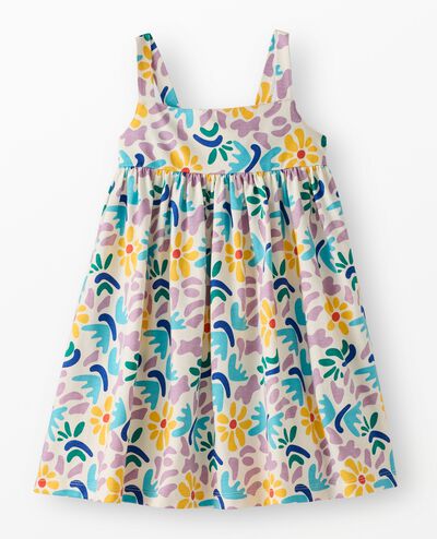 Sleeveless Back Cut Out Dress with Pockets in Blotchy Floral on Ecru - main