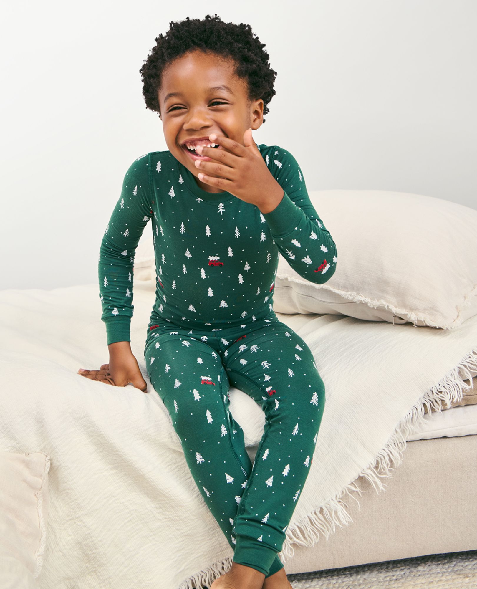 Kids Holiday Long John Pajama Set in HannaSoft