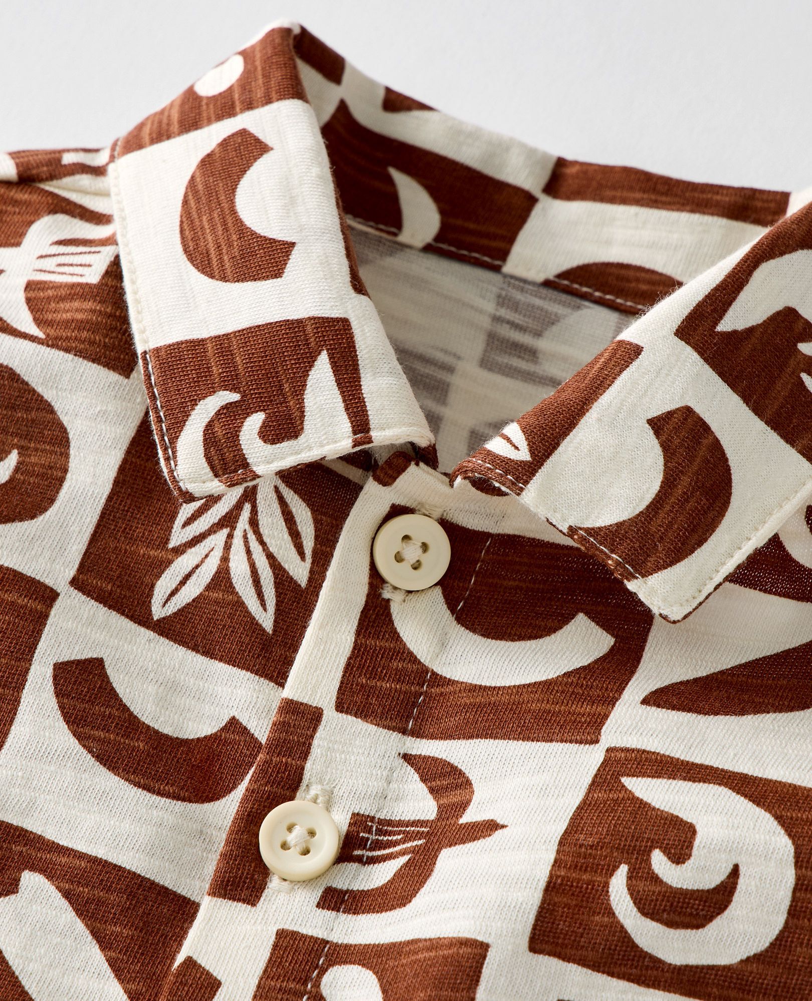 Baby Button Up Shirt & Shorts Set in Tortoise Shell Beachy Checkerboard - main