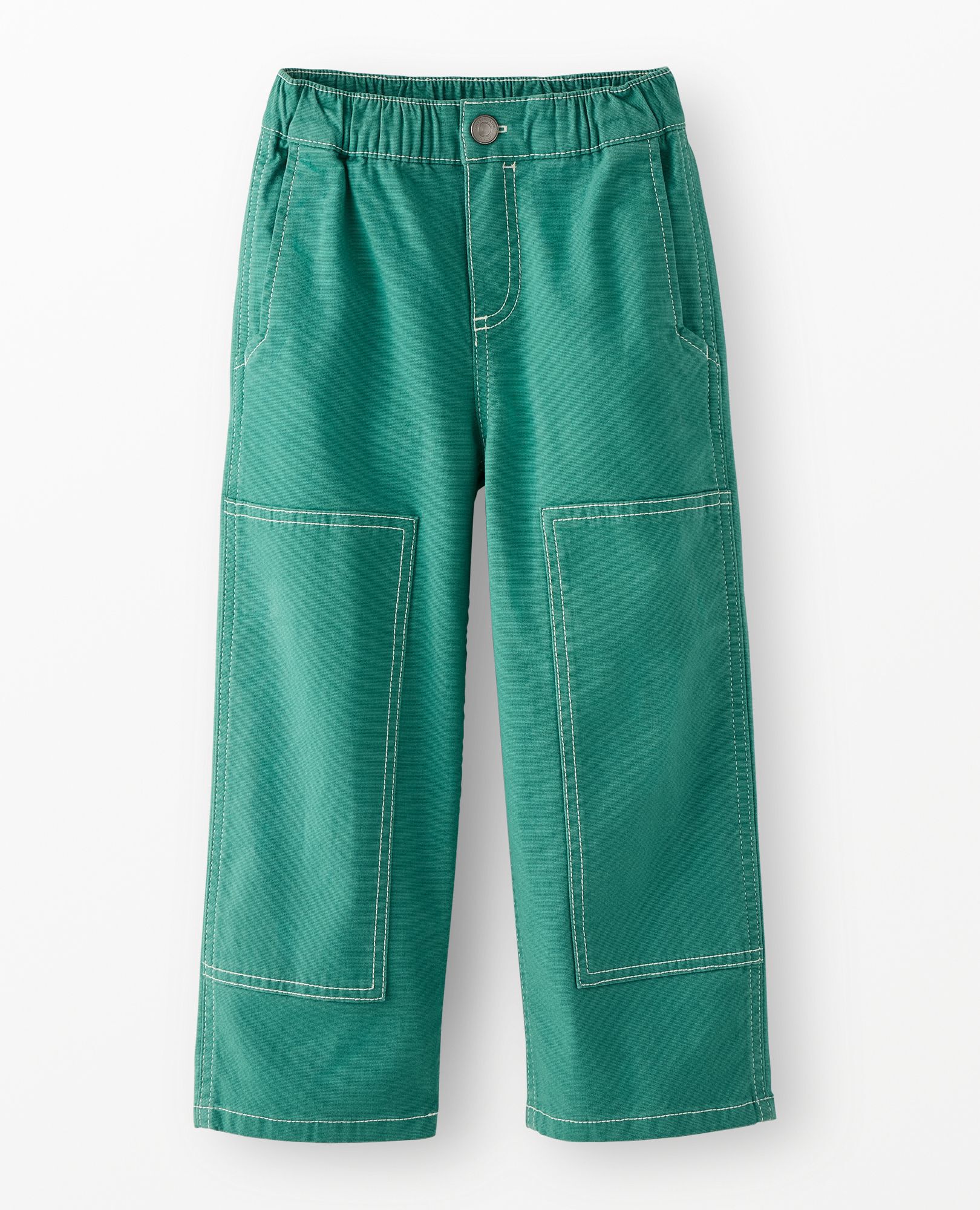 Loose Fit Canvas Carpenter Pants in Bottle Green - main