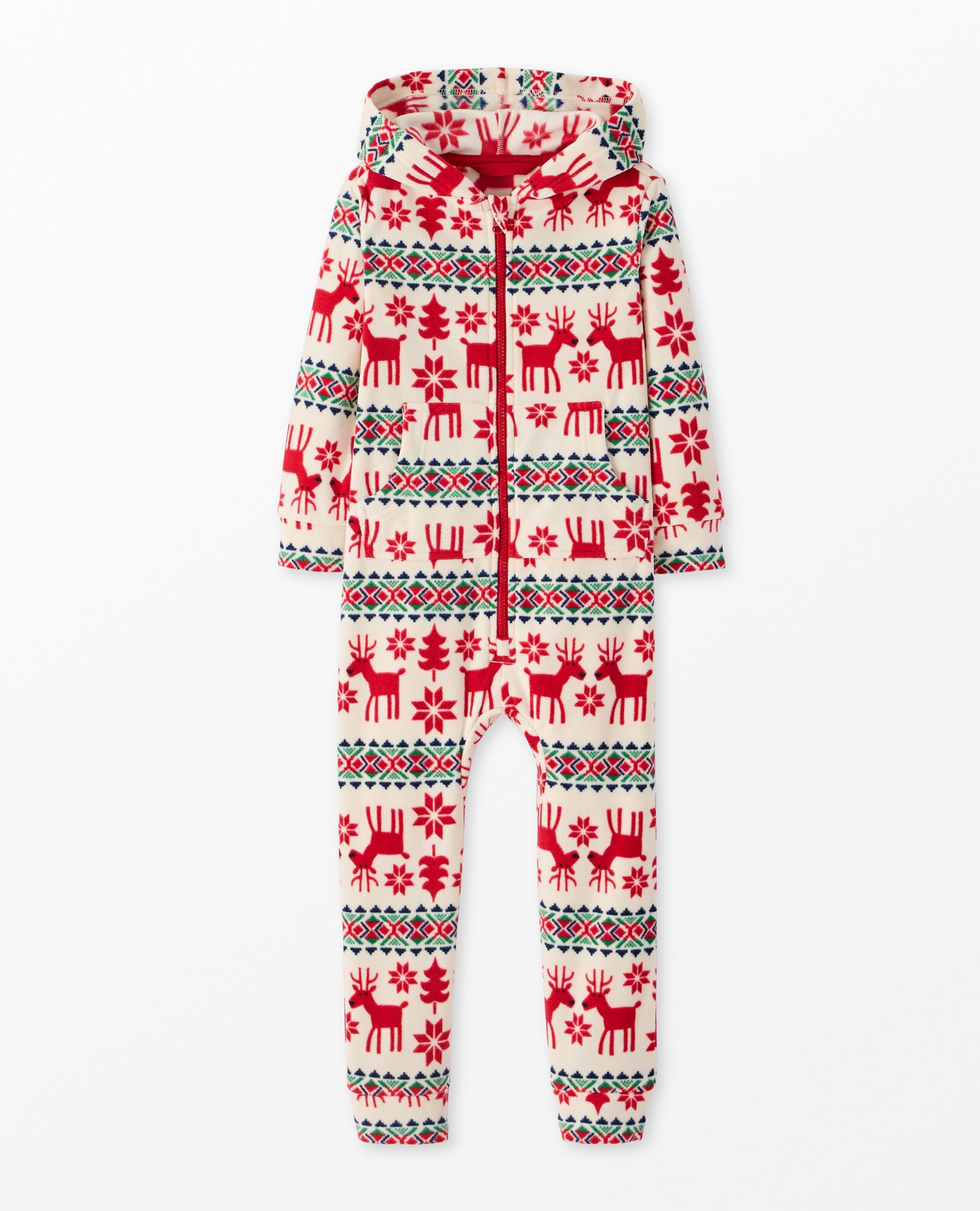 Kids Holiday Fleece Hooded Jumpsuit
