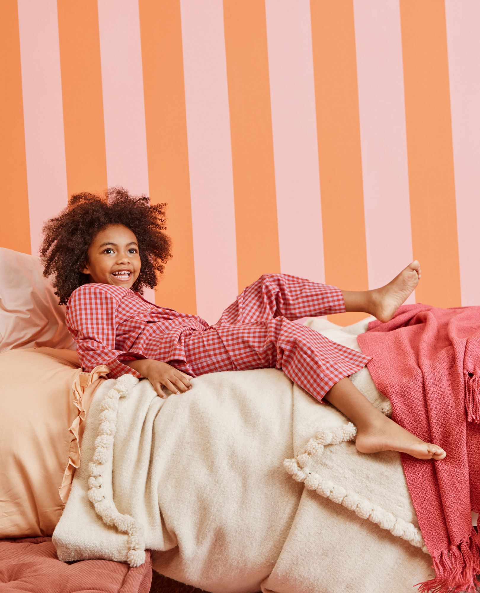 Poplin Pajama Set in Red Ember gingham - main