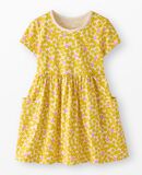 Playground Dress with Pockets in Mini Yellow Flowers on Ecru - main