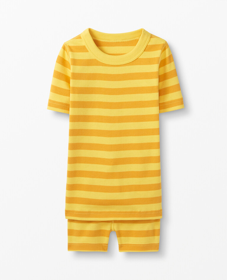 Short John Pajamas In Organic Cotton in Swedish Yellow/Golden Hour - main