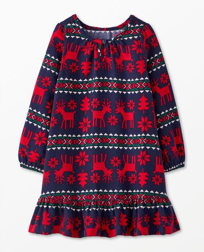 Kids Holiday Flannel Nightgown in Dear Deer on Navy - main