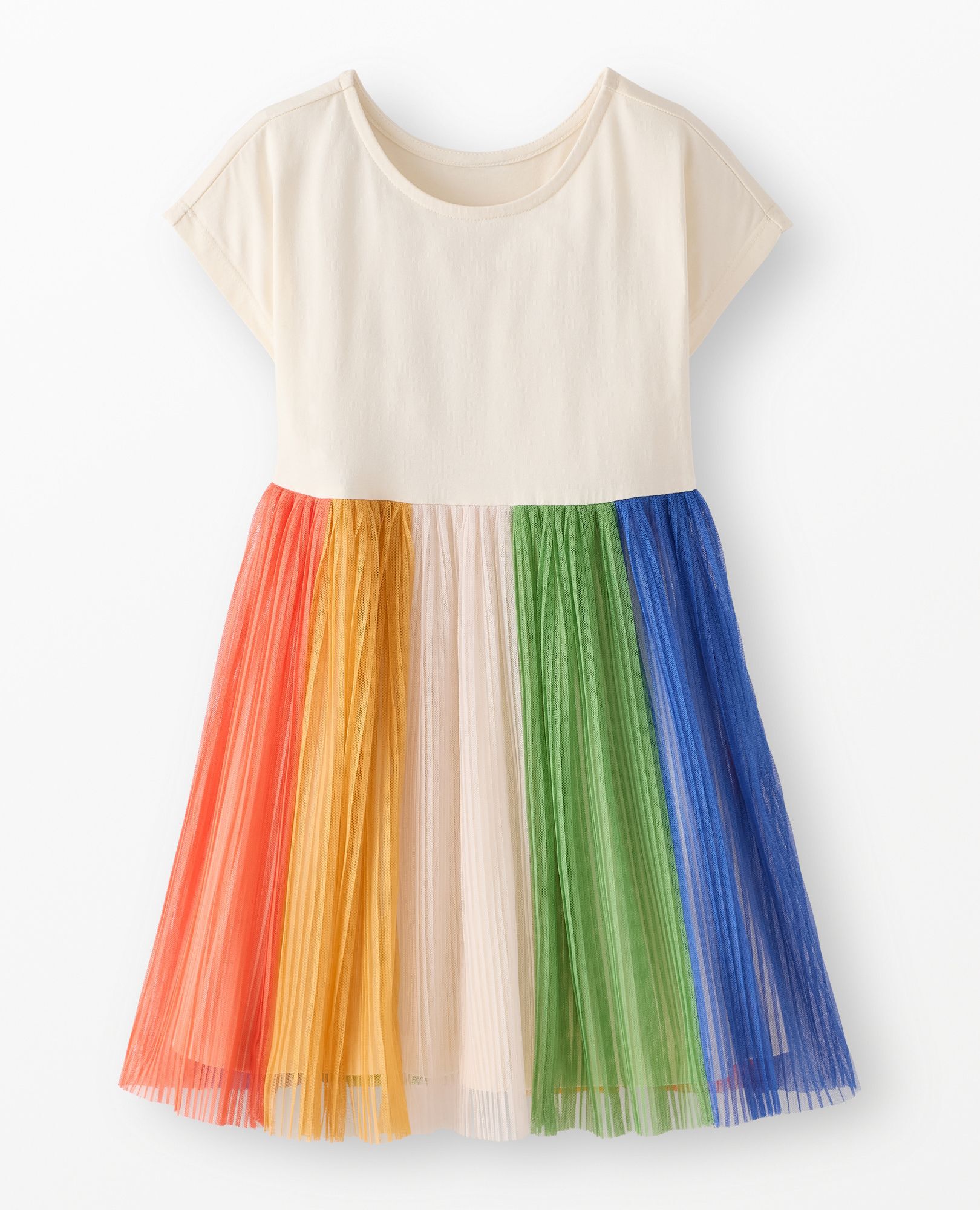 Dolman Sleeve Tulle Rainbow Dress in Ecru Rainbow - main