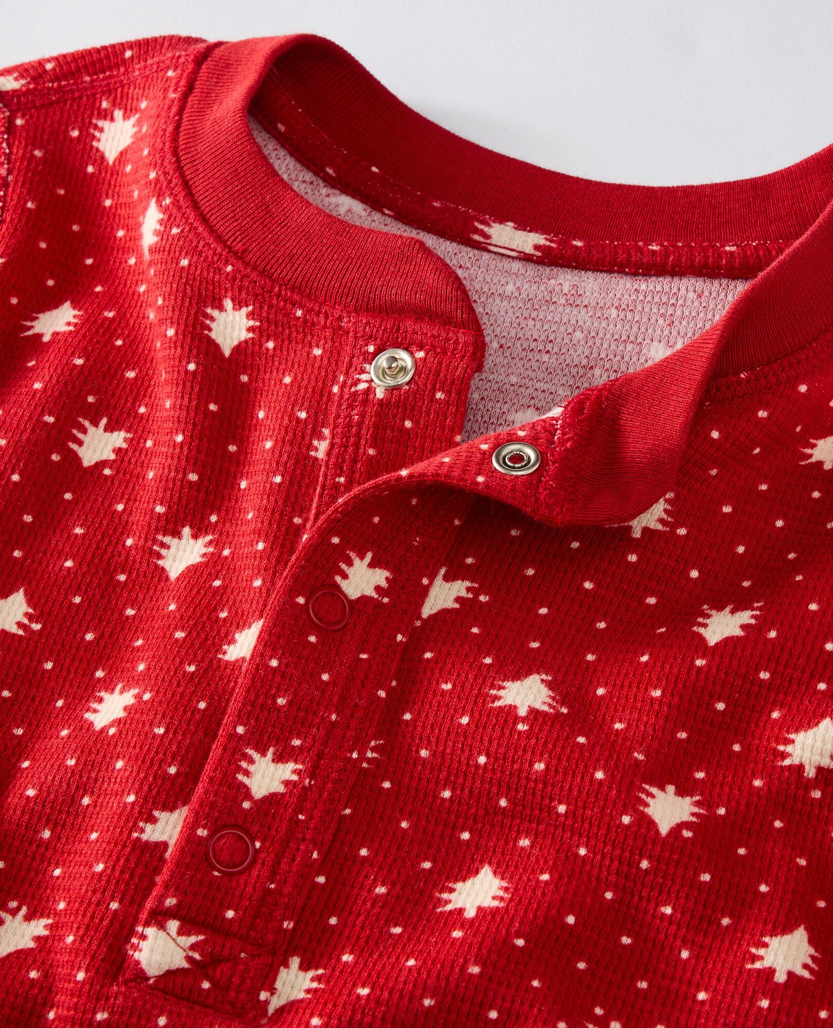 Holiday Waffle Pajama Set in Red Forest - main