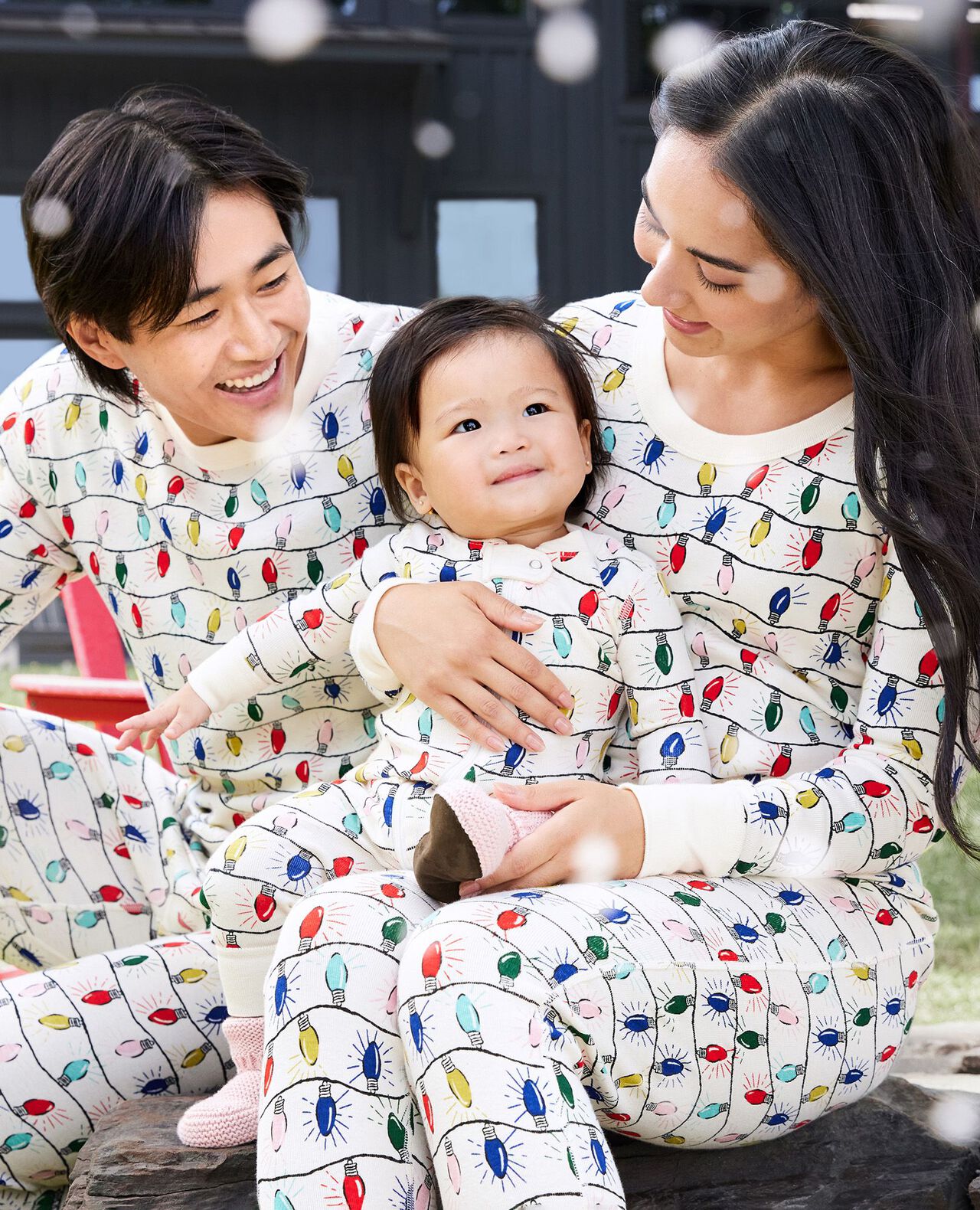 Women's Holiday Long John Pajama Top in Bright Bulbs - main
