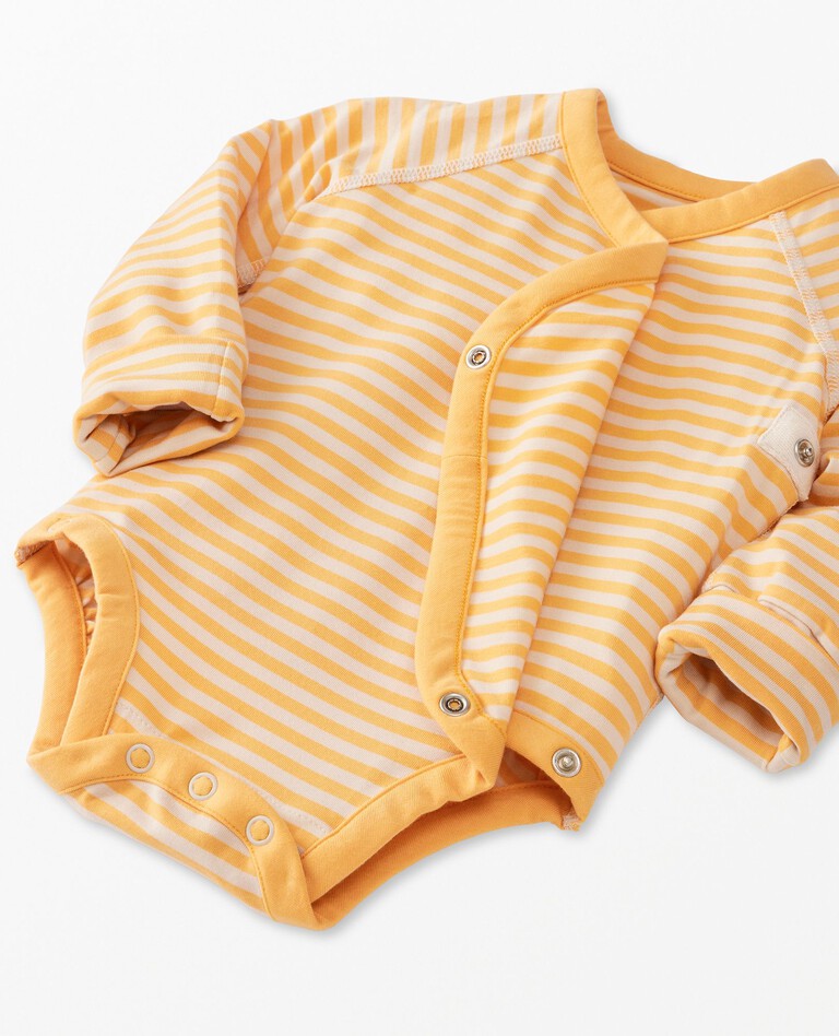Baby Layette Striped Bodysuit in HannaSoft™ in Ecru/Marigold - main