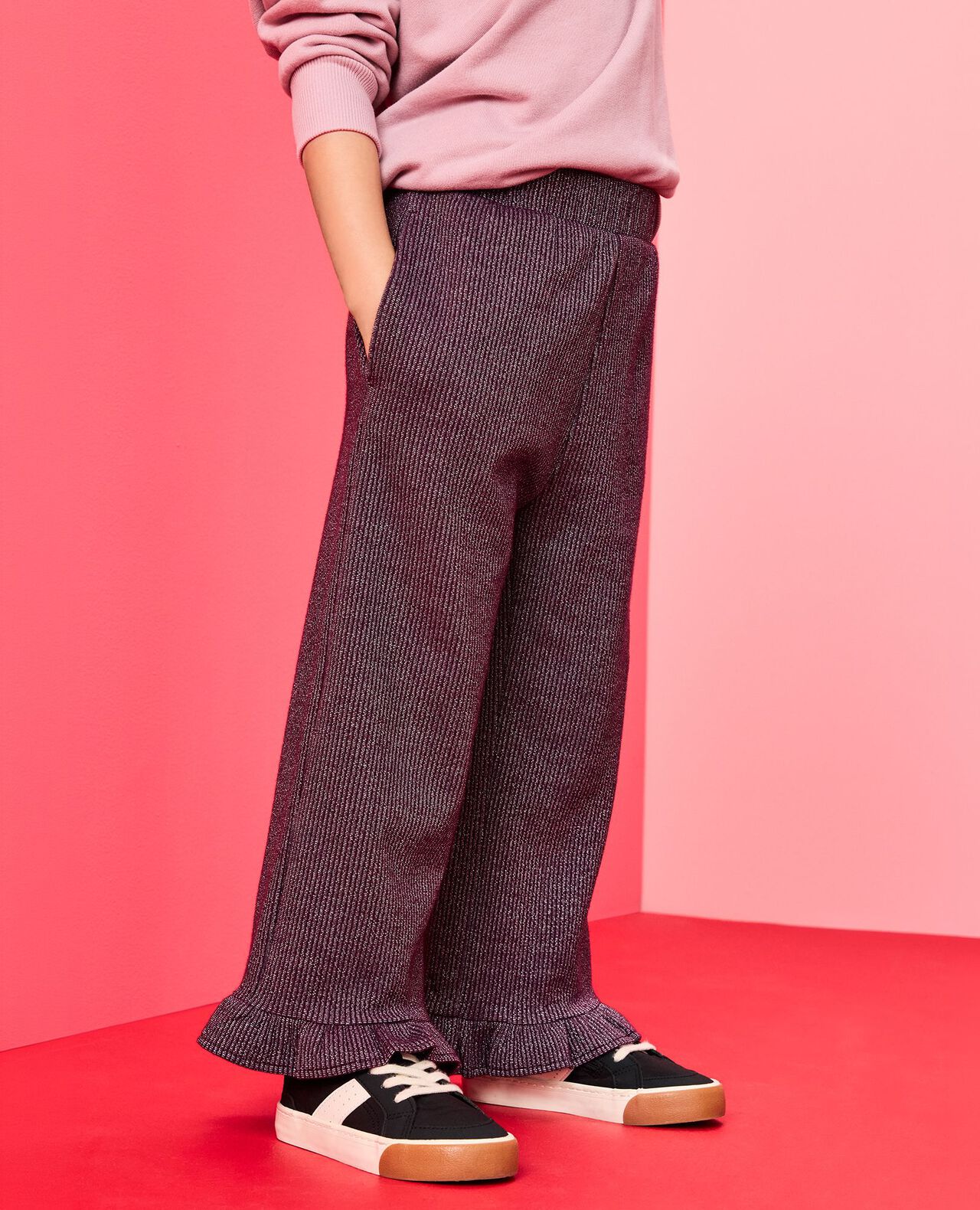 Sparkle Wide Leg Pants in Currant Purple - main