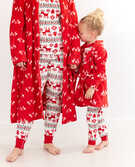 Recycled Poly Microfleece Robe in Little Deer on Hanna Red - main