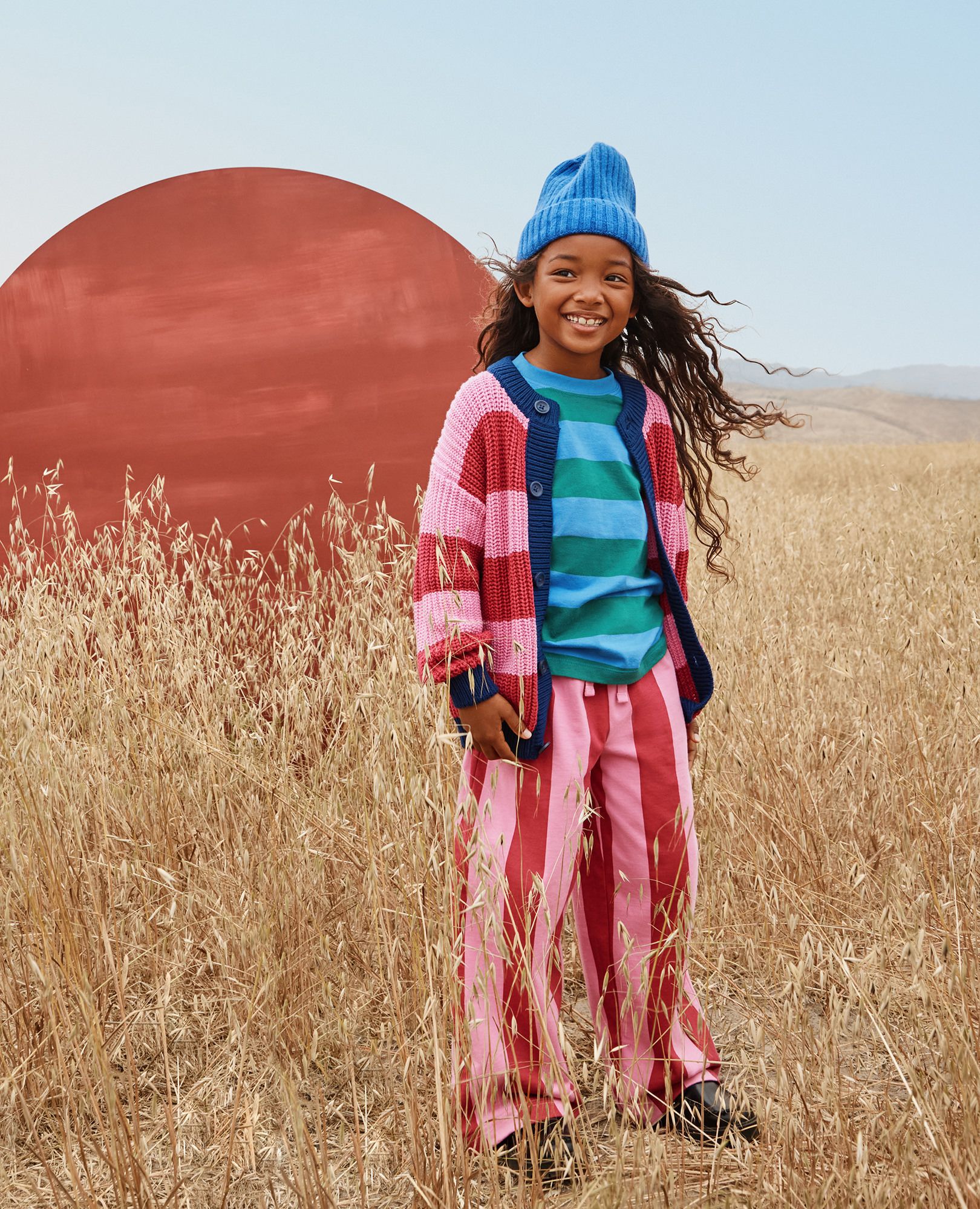 Relaxed Fit Striped T-Shirt in Bluest Sky/Fir Tree - main