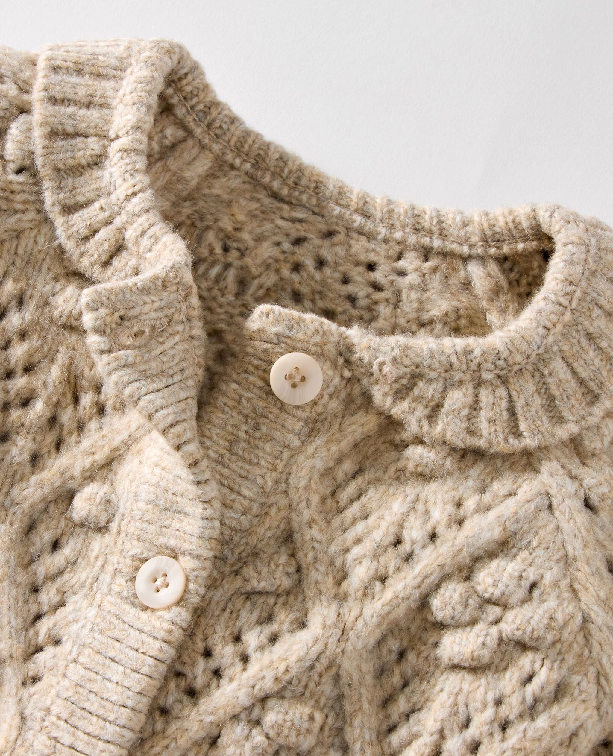 Textured Cable Cardigan in Oat Heather - main