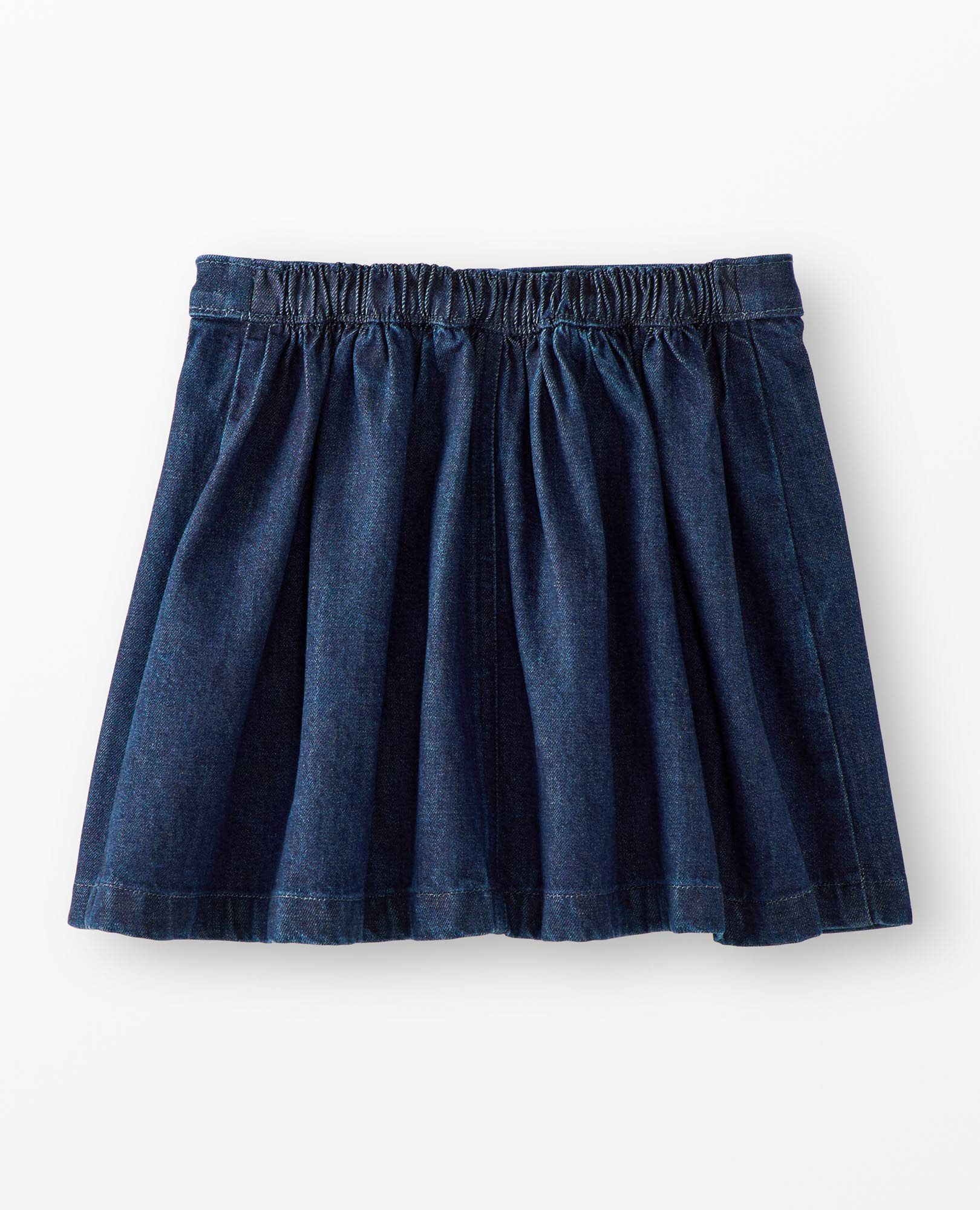 Pleated Denim Skirt in Dark Wash Denim - main