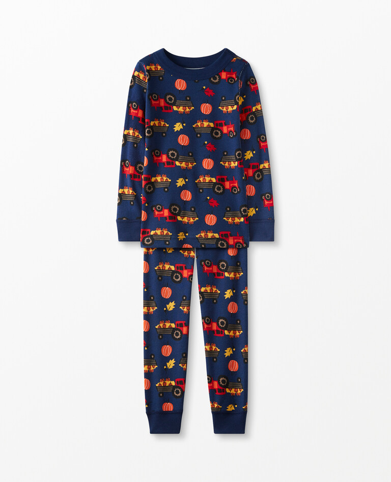 Long John Pajamas In Organic Cotton in Pumpkin Patch - main